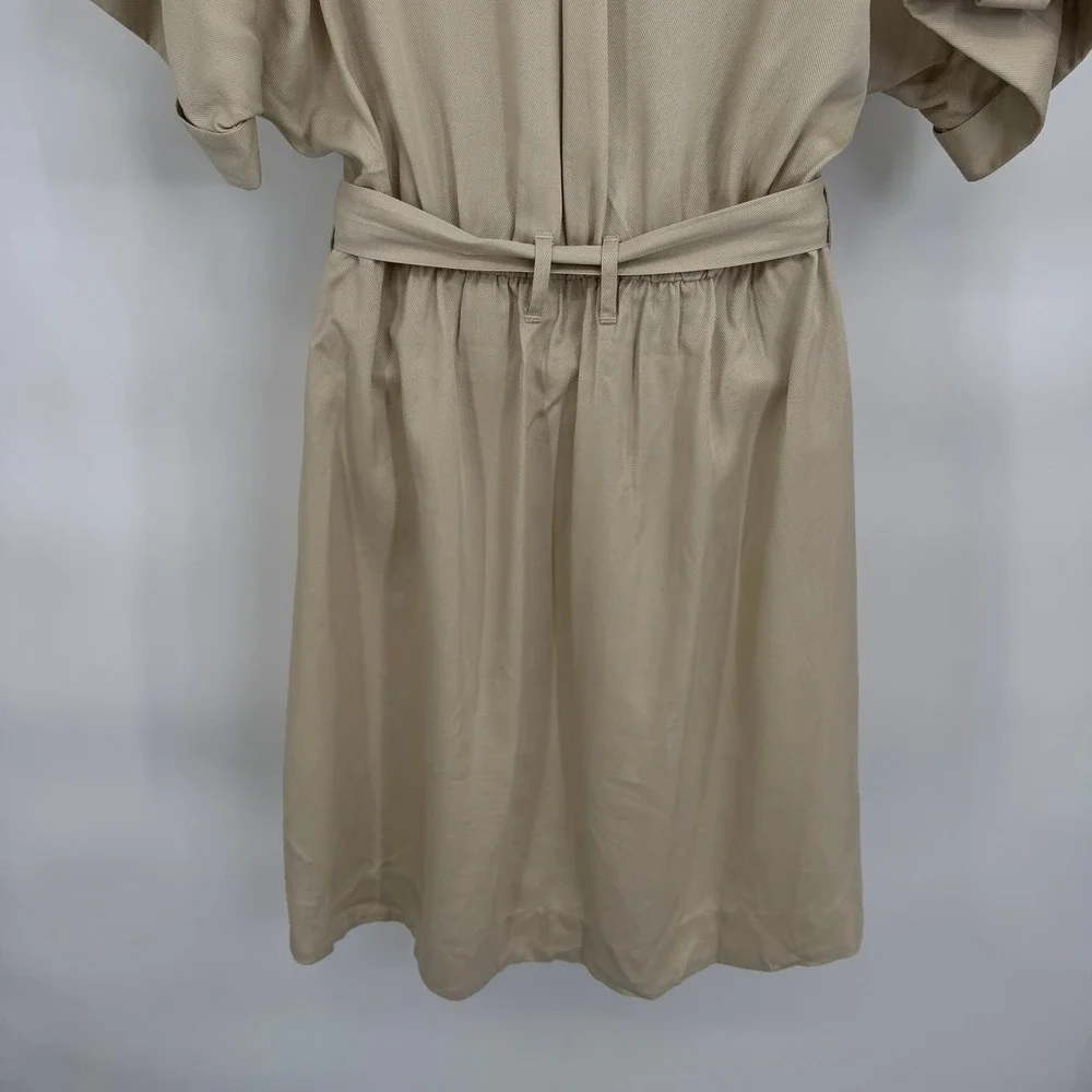 Scotch & Soda Utility Button Front Dress Womens S Khaki Tan Tencel Belt Pockets - Picture 5 of 13